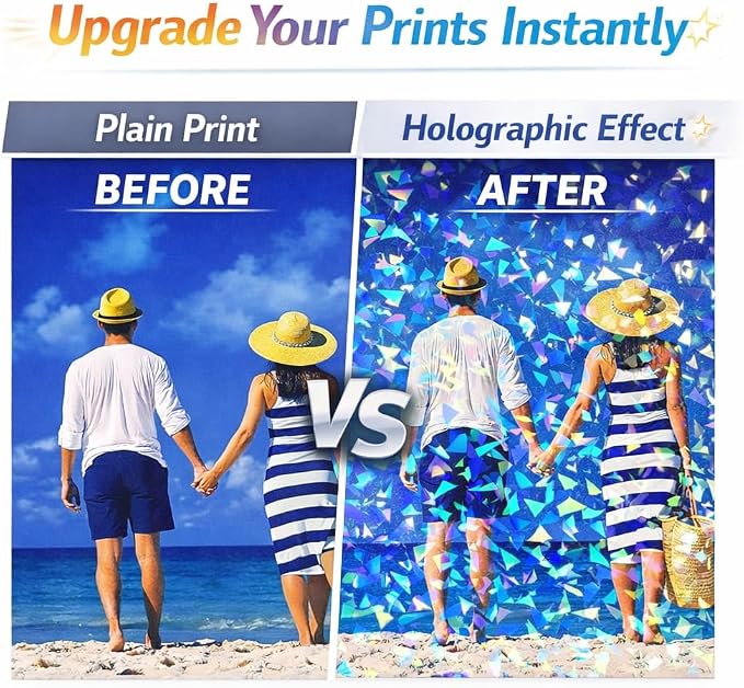 36 Sheets Holographic Sticker Paper Holographic Clear Vinyl Self Adhesive