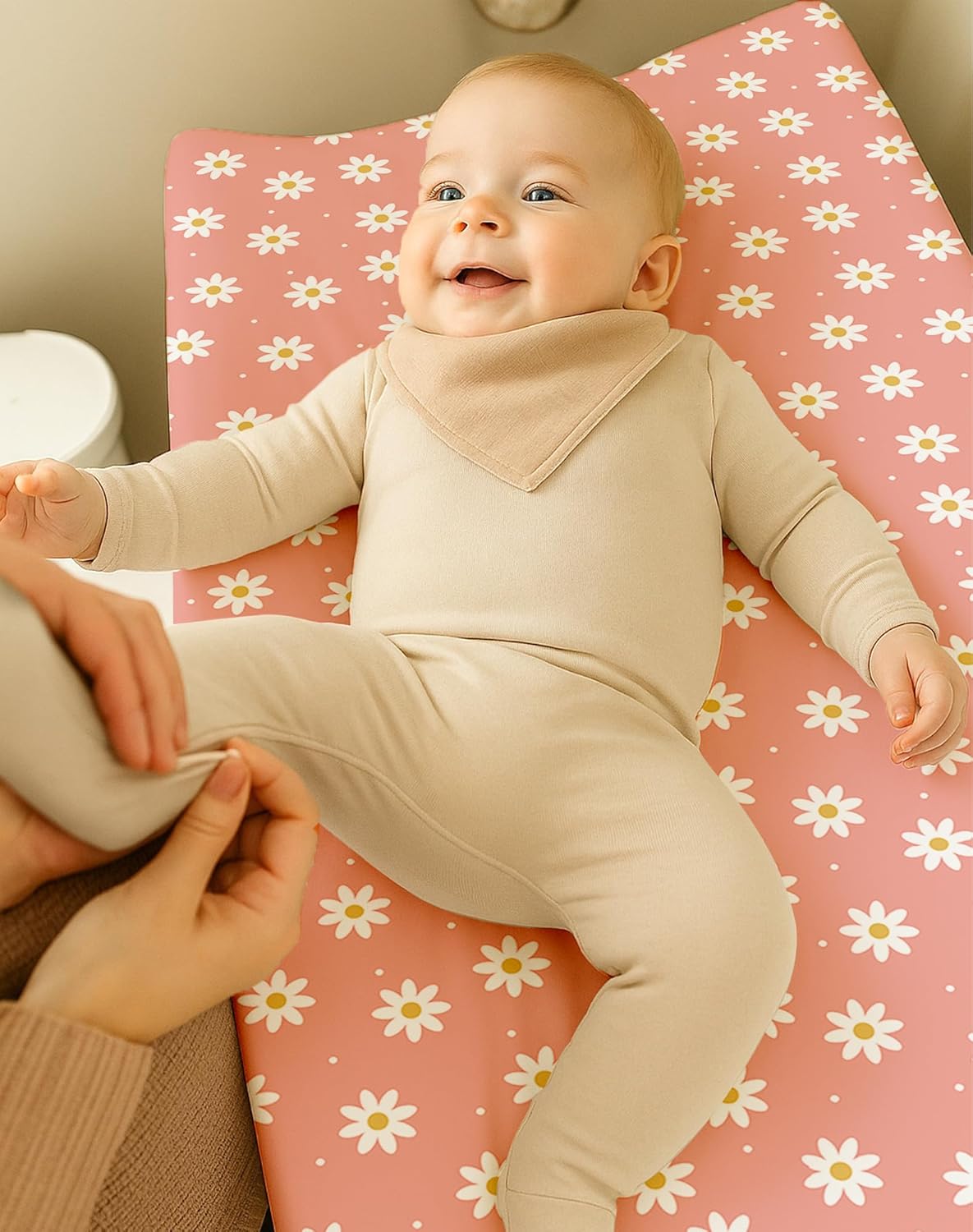 Changing Pad Cover for Baby Boys Girls 2 Pack, Fits Standard 32”×16” Changing Table Pads, Silky Breathable Stretch Knit, Machine Washable (Rosy Days)