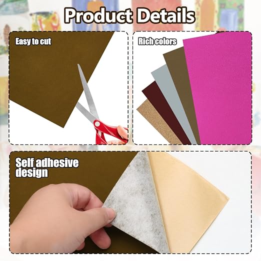 Biaungdo Brown Self Adhesive Felt Sheets, 8 x 12 Inch, Felts Fabric