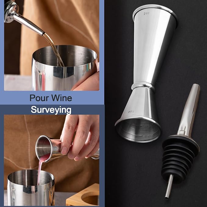 Briout Jigger and 2 Pourers, Double Cocktail Jigger Japanese Premium 304