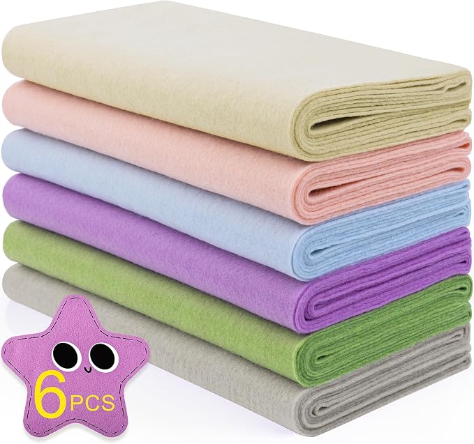 XSEINO 6 Rolls 12"x35" Large Felt Sheets, 1.4mm Thick Nonwoven Fabric