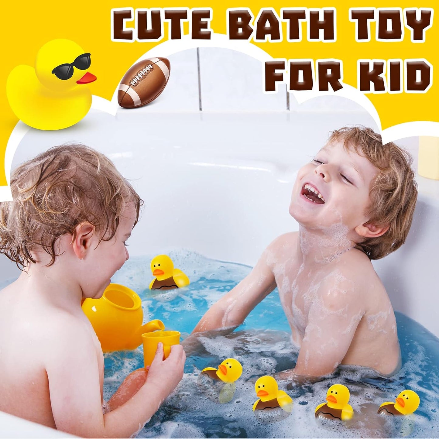 Deekin 50 Pcs Rubber Duck 2 Inch Bulk Sport Party Favors for Birthday Party Decorations Club Player Gift (Football)
