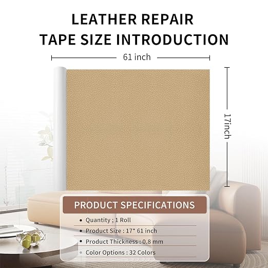 Leather Repair Patch Tape, Car Seat, Vinyl Leather Repair Kit