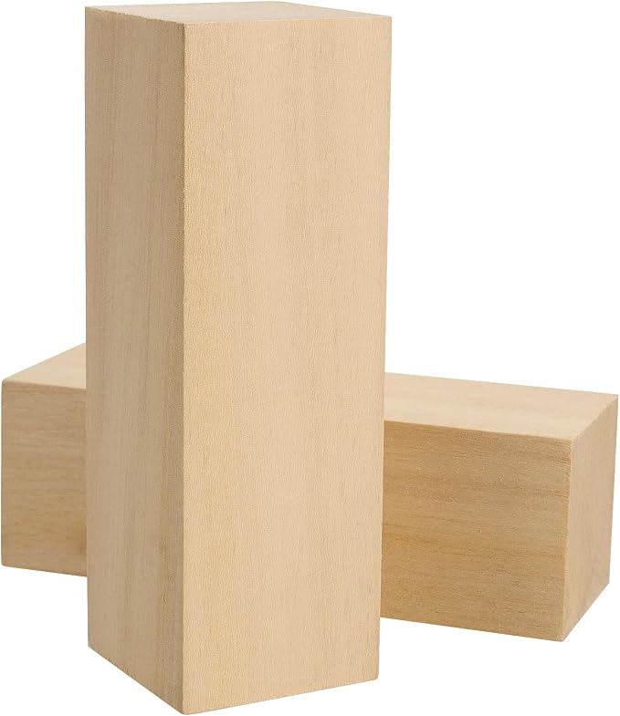 MUKCHAP 12pcs 6 x 2 x 2 Inch Basswood Carving Blocks, Unfinished Wood Block
