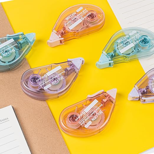 Amanbo 6 Pack Glue Tape for Scrapbooking, Scrapbook Double Sided Tape Roller