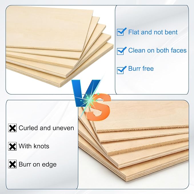 MECCANIXITY 3 Pcs Basswood Sheets 8.3 x 6 x 1/16 Inch Unfinished Wood Boards