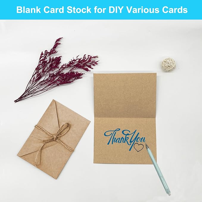 50 Pack Blank Cards and Envelopes 4x6, Folded Cardstock