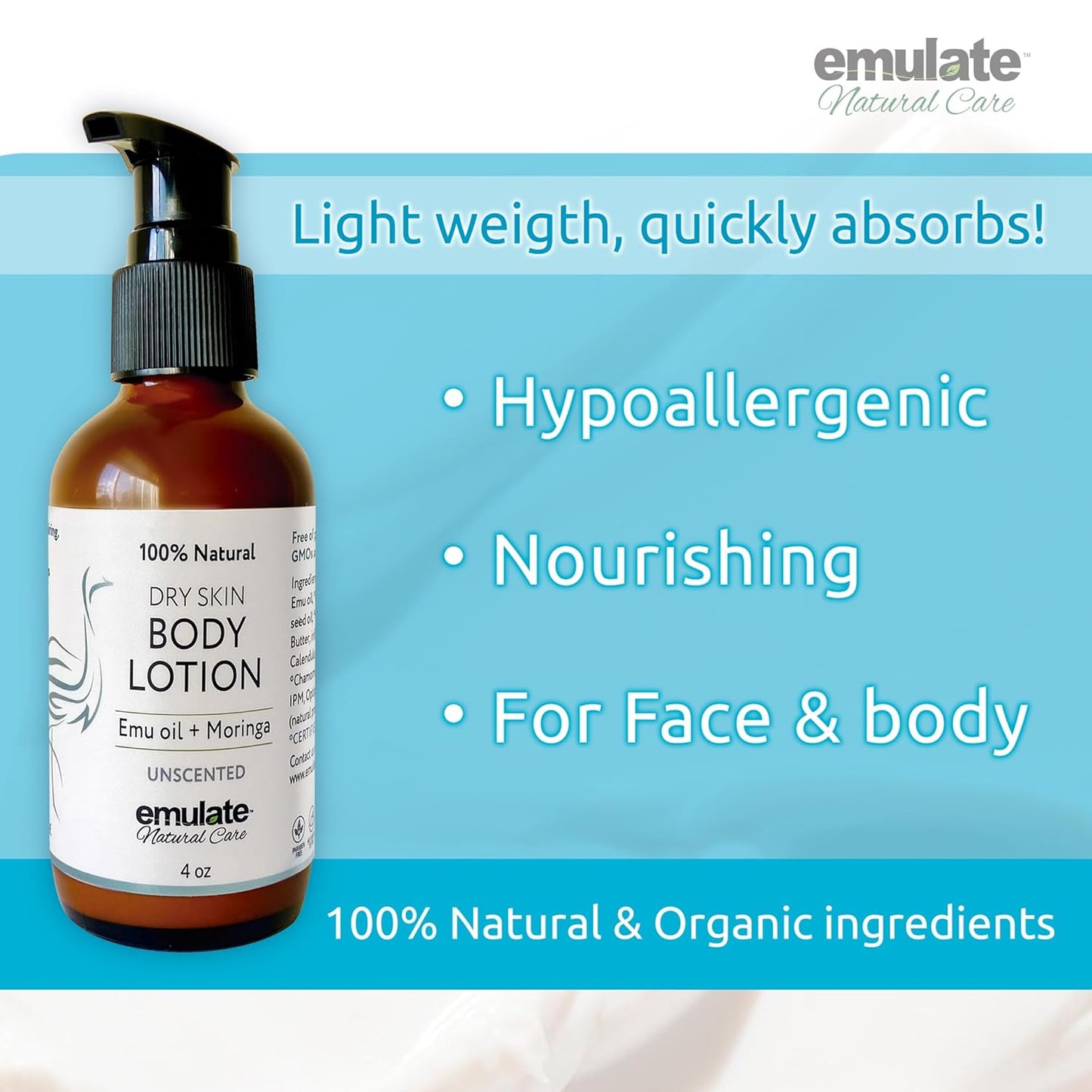 BODY LOTION for Dry & Sensitive Skin. Available in Unscented OR Lavender Chamomile 4 oz (Unscented)