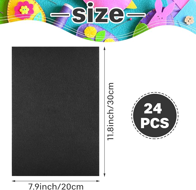 Morcheiong 24 Pcs Self Adhesive Felt Sheet Soft Felt Sheets