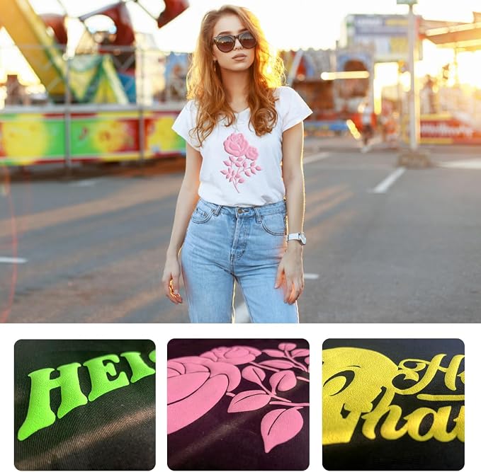 Pink Color Puff Vinyl Heat Transfer 12"x10"-3 Sheets | Iron on Puff Vinyl Heat