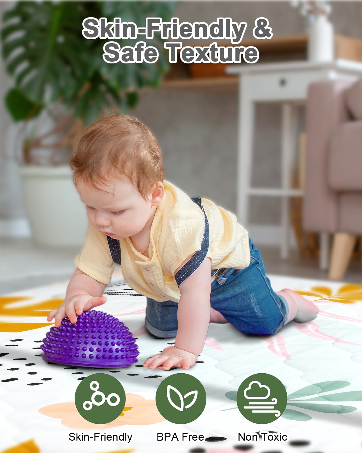 Premium Foam Baby Play Mat 47x47 – Removable & Machine Washable Cover, Extra Thick Padding Playpen Mat, Non-Slip Crawling Mat, Easy to Clean for Infants, Toddlers & Babies