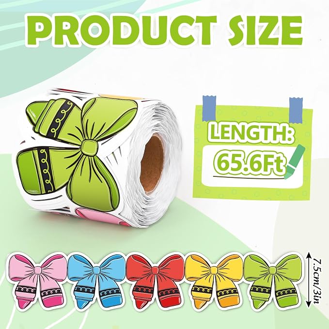 FYSUIMU 65.6 Ft Crayon Bow Bulletin Board Border Colorful Crayon Coquette