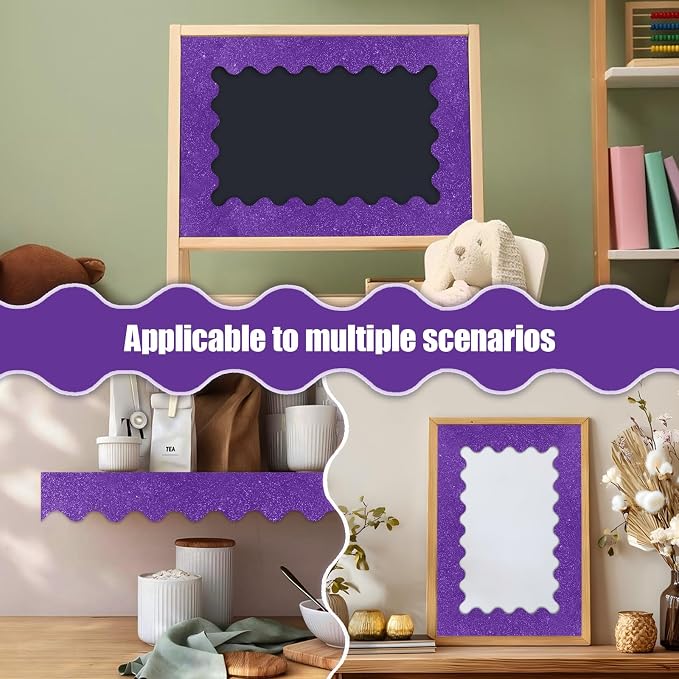 70Ft Shine Bulletin Board Borders，Scalloped Poster Boards Decorations Trim