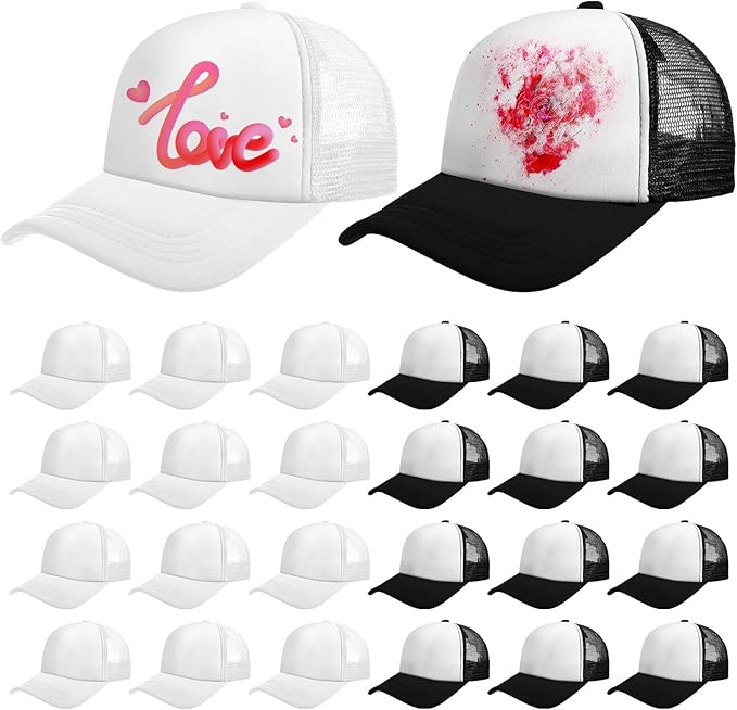 Vabean 24 Pack Sublimation Blank Cap Trucker Mesh Cap Unisex Plain Blank