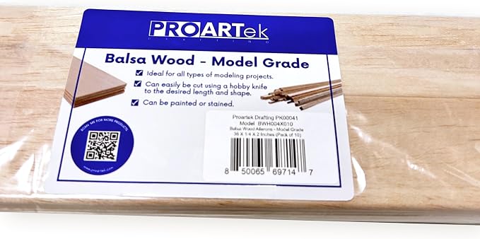 Proartek PK00041 Model BWH004X010 Pack of 10 Balsa Wood Ailerons, and