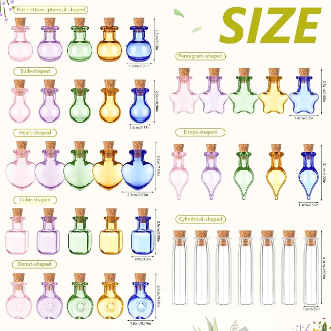 Geiserailie 80 Pieces Tiny Glass Bottles Spell Jars