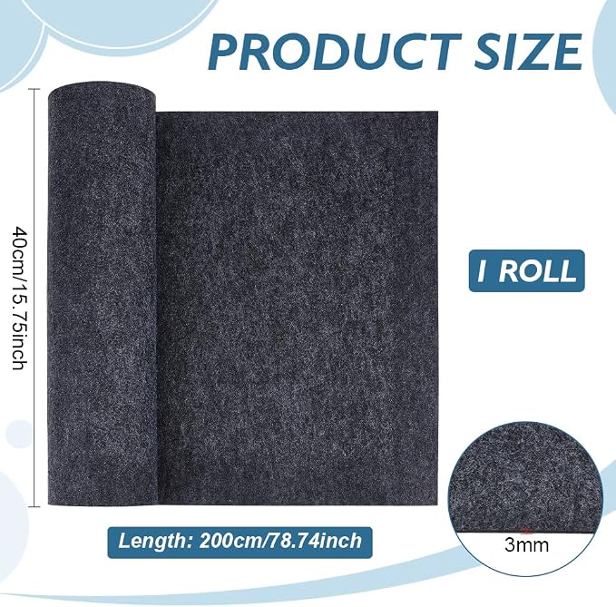 BENECREAT 78.7x15.7inch Felt Roll, 3mm Thick Nonwoven Felt Roll