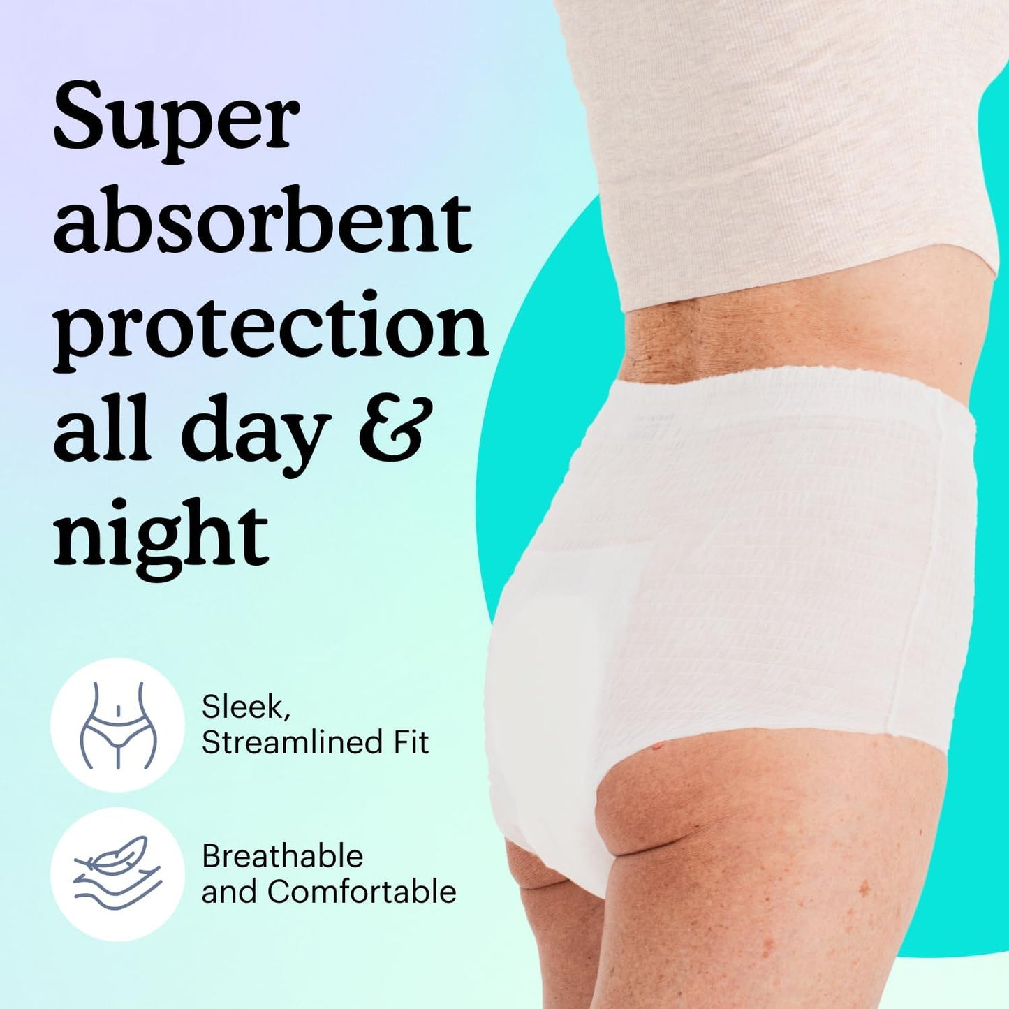 Because Overnight Absorbency Pull Ups - Adult Disposable Incontinence Underwear, Extra Absorbent Nighttime Briefs for Men and Women, White, XXLarge, 40 Count (4 Packs of 10)