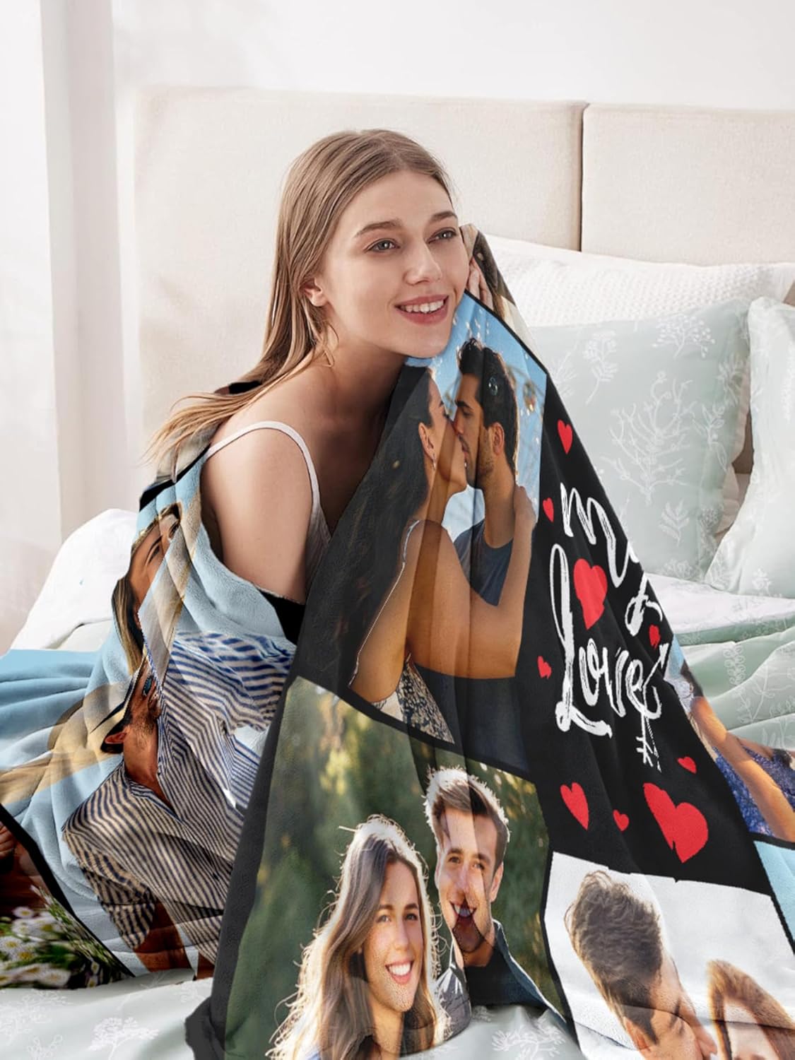 Custom Blanket with Picture Personalized Blanket Customizable Blanket Photo Blankets Customize Valentines Day Gifts for Her Him Girlfriend Boyfriend Wife