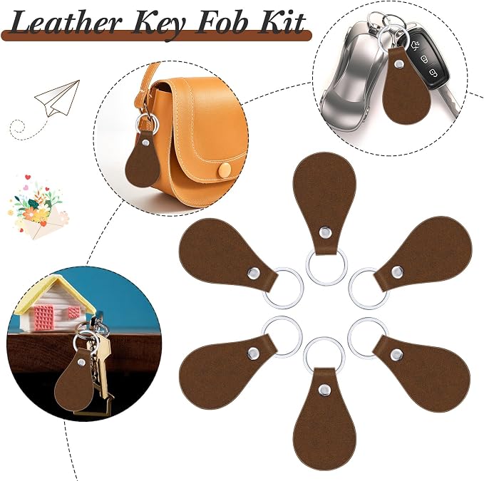 Taiyin 30 Pcs Leather Key Fob Kit