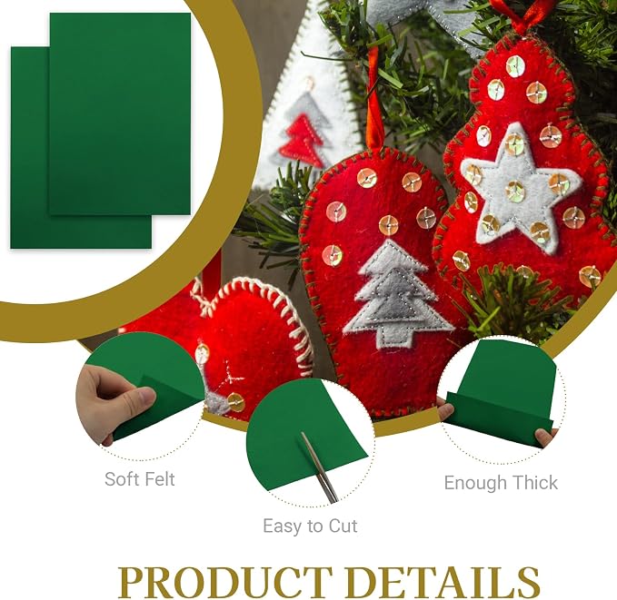 12 Pcs Felt Sheets, 7x11 Inch Stiff Felt