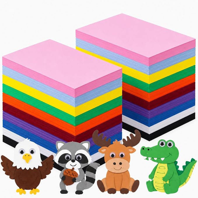 Ireer 200 Pcs EVA Foam Sheet Crafts 9 x 12 Inch Assorted 10 Colors 1mm Foam EVA