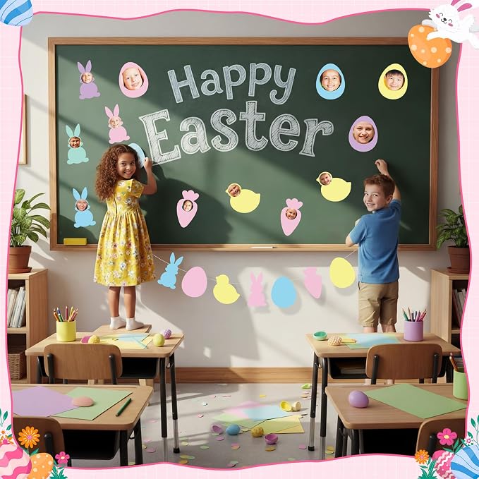 Funrous 80 Pcs Easter Paper Cutouts Pastel Bunny Egg Chick Carrot Cutouts