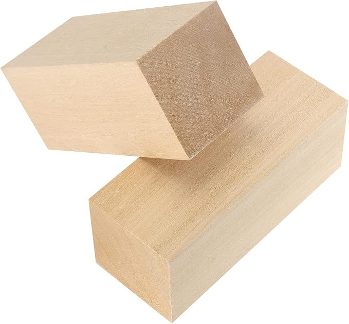 JAPCHET 12 Pieces 5 x 2 x 2 Inch Basswood Carving Blocks, Natural Carving Blocks