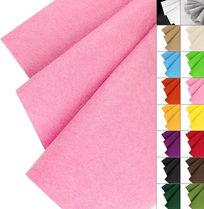 IONTACH 36" X 36" Pink Stiff Felt Fabric 1.2mm Thick | Felt Sheet