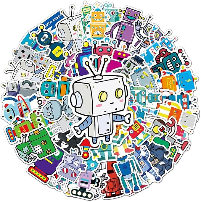Cute Cartoon Robot Stickers for Kids