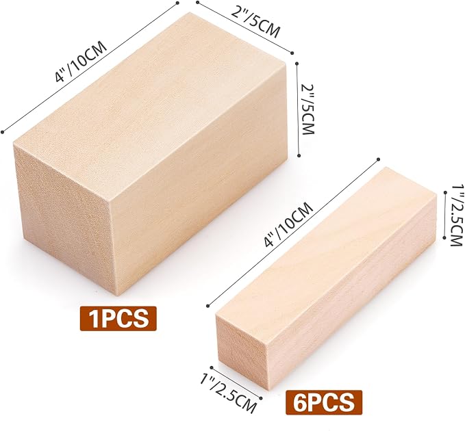 7 Pcs Basswood Carving Blocks, Soft Whittling Wood