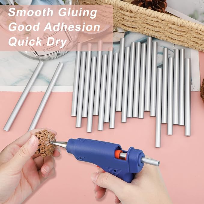 Manarty Metallic Silver Hot Glue Stick, Adhesive EVA Glue Sticks Standard