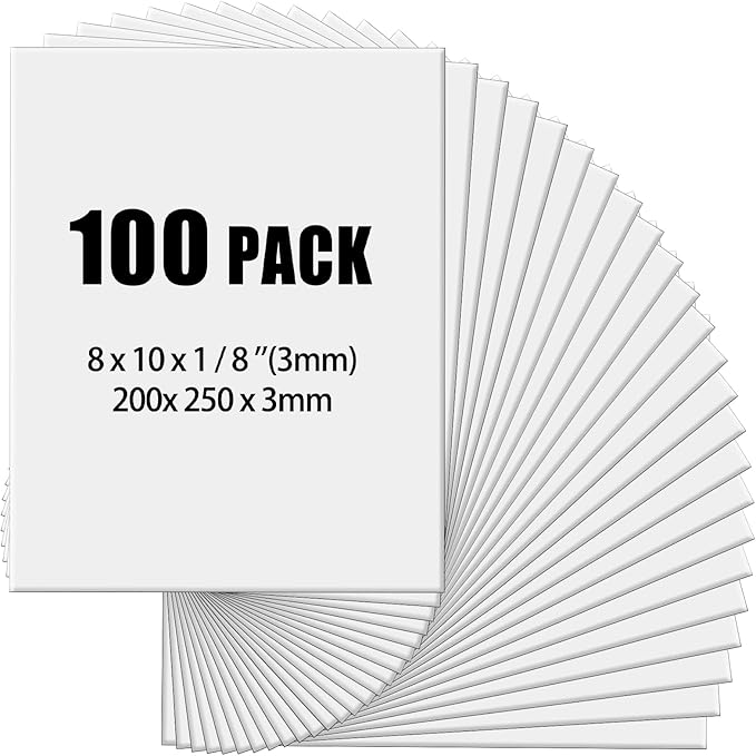 Frienda 100 Pack White Foam Board Foam Poster Boards 8 x 10 Inch