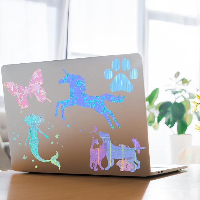Clabby 36 Sheets Holographic Sticker Paper A4 Vinyl Holographic Laminate Sheets