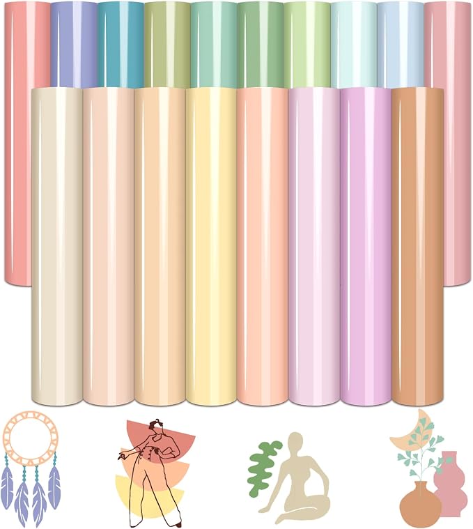Tintnut Boho HTV Heat Transfer Vinyl, 18 Sheets 12×10in Iron on Vinyl | Neutral