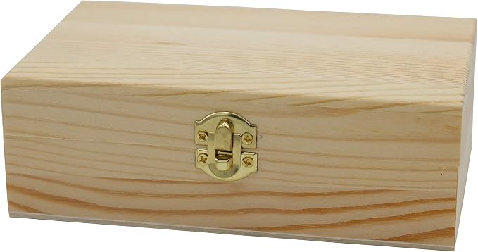 Creative Hobbies Unfinished Wood Craft Box – Light Unfinished Wood