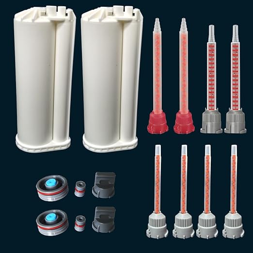 2 epoxy Resin Gun Barrels, 8 nozzles of 3 Different Specifications,