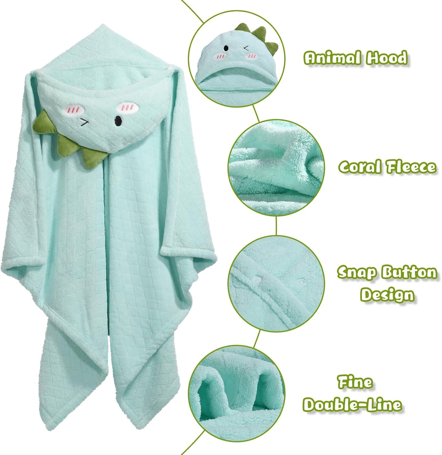 Toddler Towels with Hood for 0-5 Years, 2-Pack Toddler Bath Towel 50"x32" Large Size Baby Bath Towel for Girl Boy, Soft Absorbent Kids Towels with Animal Hooded, Baby Bath & Hooded