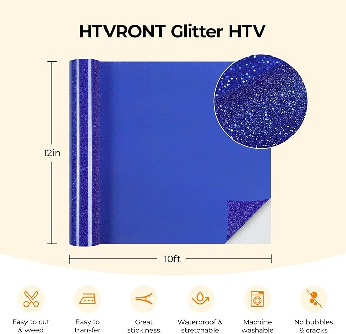 HTVRONT Glitter HTV, Glitter Heat Transfer Vinyl