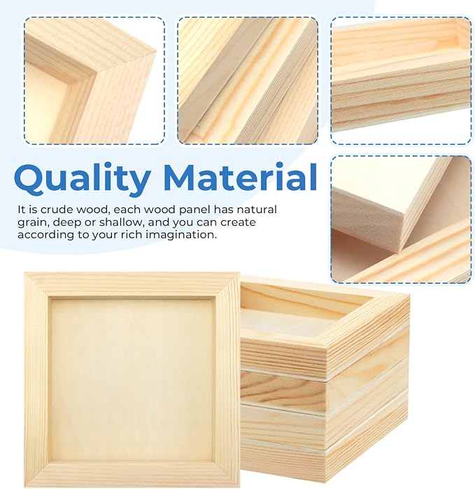 FSWCCK 5 Pack 6 x 6 inch Wood Panel Boards, Unfinished Wood Canvas Panels