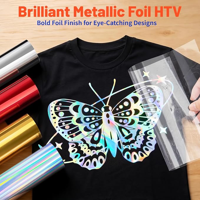 TECKWRAP Heat Transfer Vinyl for T-Shirts, Holographic Silver | Easy Weed HTV