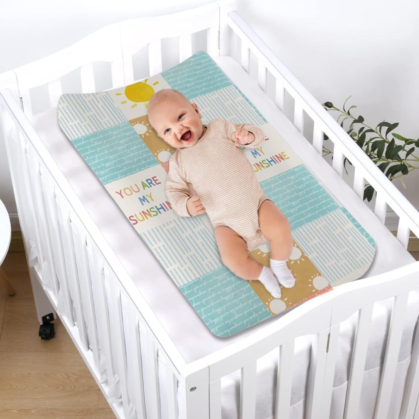 Colorful Boho Sun Changing Pad Covers Cute Sunshine Stripes Diaper Change Pad Sheets for Girls Boys Letters Quote Soft Breathable Stretchy Snug Fitted Changing Mat Cover 32''x16''