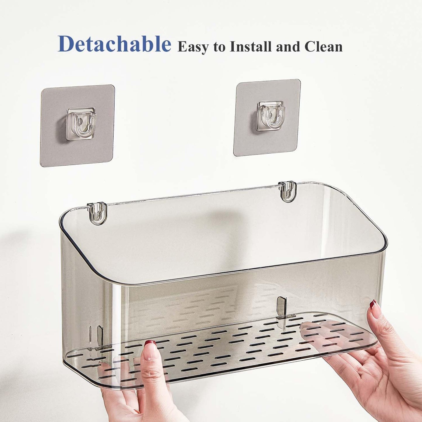 UNIKON Bath Toy Storage Holder Bathtub Toy Organizer, Large Capacity Shower Caddy for Bathroom, Clear Black, 2 Pack