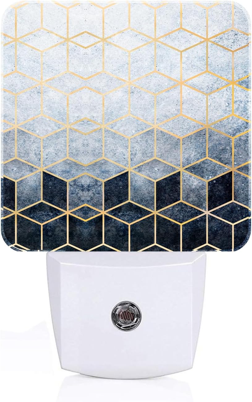 Black Grey Cubes Night Light,Plug-in Nightlights Auto Sensor Night Lamp Dusk-to-Dawn Lamp Home Decor for Nursery Children Girls Boys
