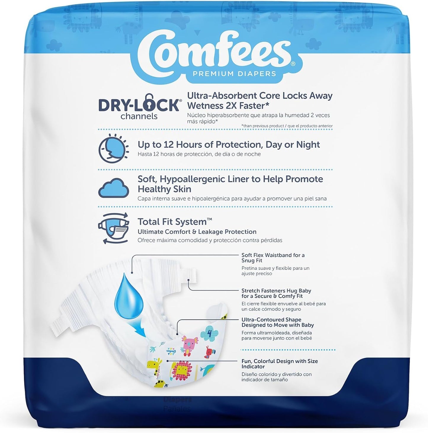 Comfees Premium Baby Diapers with Total Fit System for Boys & Girls, Size 4, 124Count, White (CMF-4)