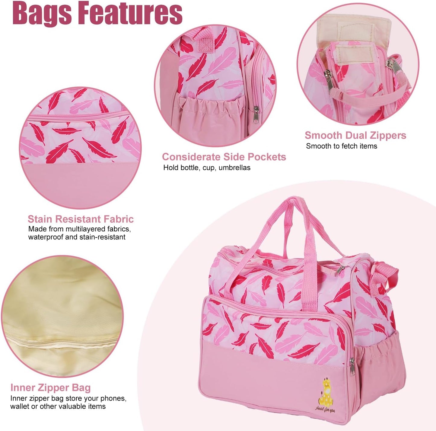 5PCS Baby Diaper Bag Set, Large Baby Doll Diaper Backpack