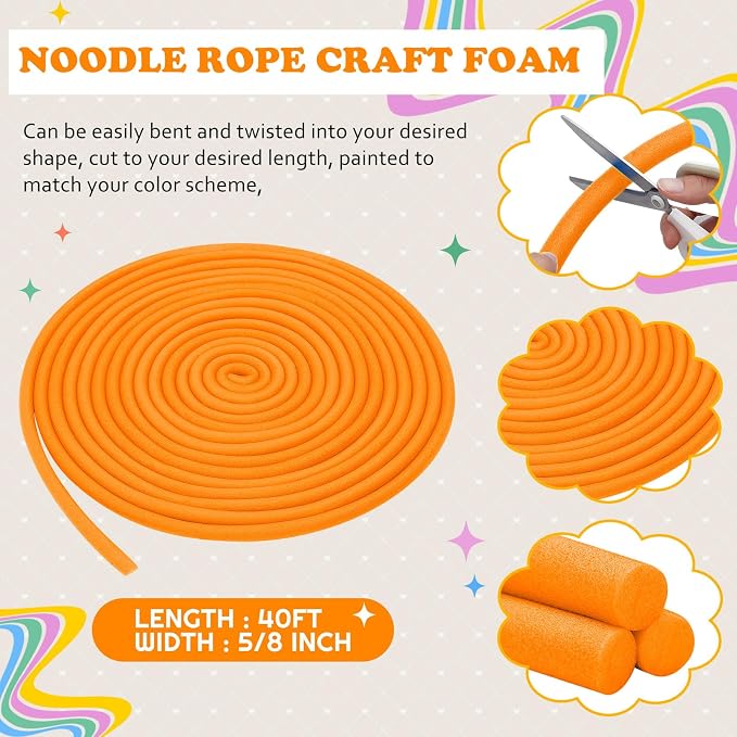 Frienda 5/8 Inch x 40 ft Orange Foam Noodles