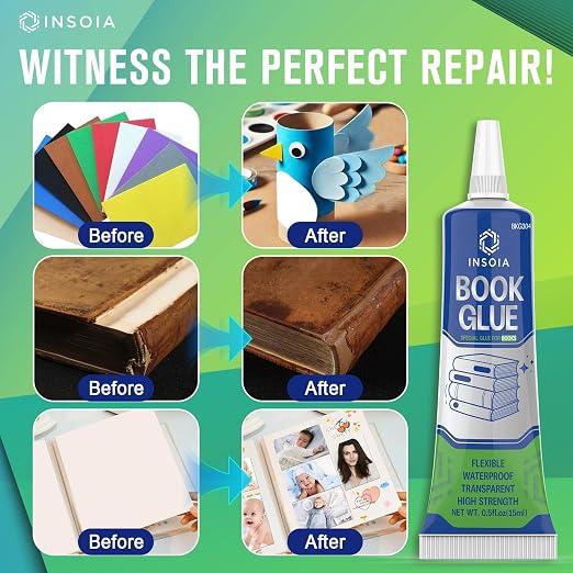 Book Glue, 15ML x 2 Book Adhesive, Flexible Paper Glue