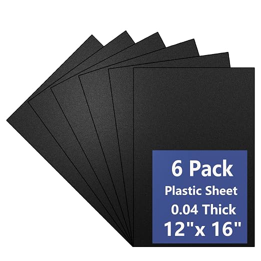 6 Pack Black Plastic Sheet 12x16x0.04 in Flexible High Tensile Plastic Sheets