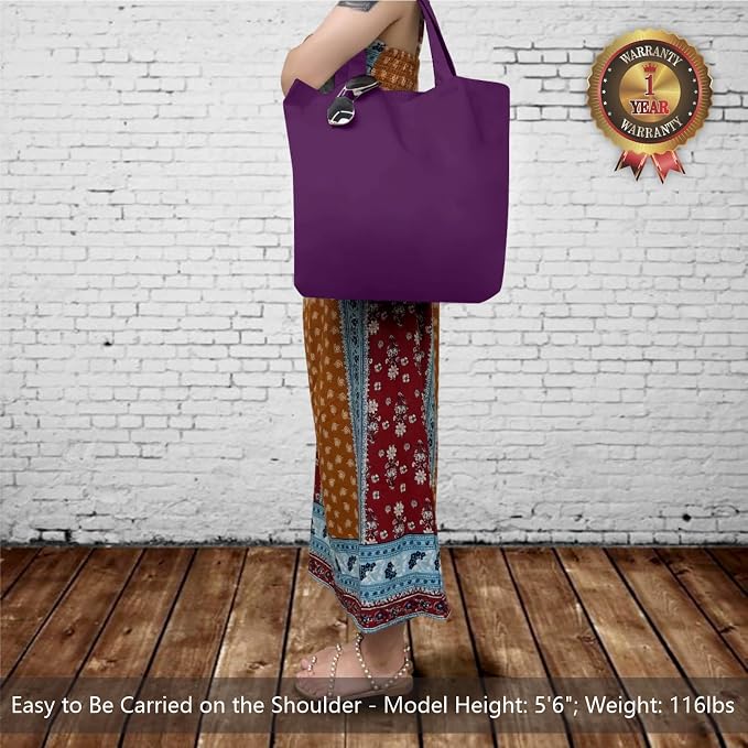 TOPDesign 3-Pack Super Strong Large 12oz Cotton Canvas Tote Bags, Reusable